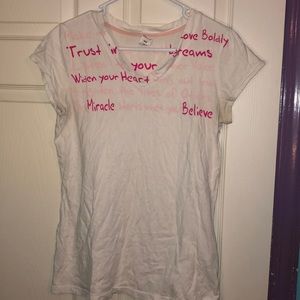 White shirt with words